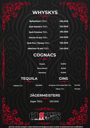 Bouteilles Whyskys / Cognacs / Tequila / Gins / Jägermeisters