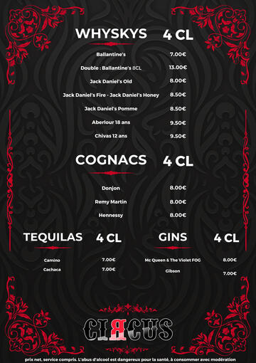 Whyskys / Cognacs / Tequilas / Gins